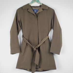 London Fog Short Lined Belted Trench Rain Coat Sm